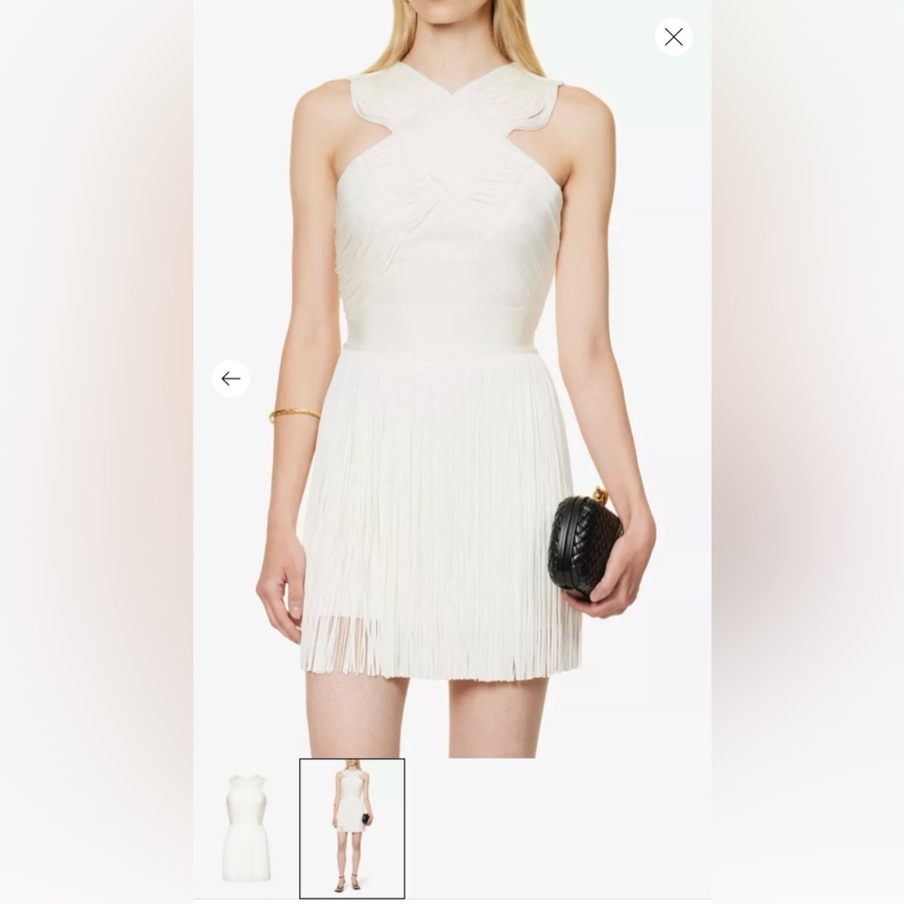 Herve Leger Ivory Textured Dress